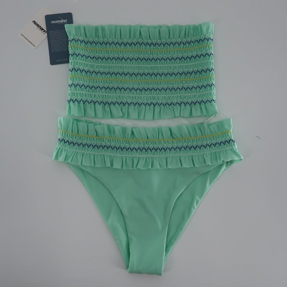 Mosmann Bikini Ruffled Bandeau Top and  Ruffled Bottoms XS/M